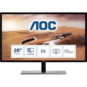 Monitor LED TN AOC U2879VF, 28" Ultra HD, 60Hz, FreeSync, Flicker Free, argintiu-negru