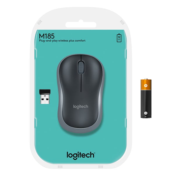 Mouse Wireless LOGITECH M185, 1000 dpi, negru