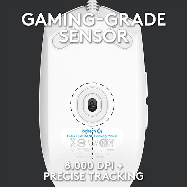Mouse Gaming LOGITECH G102 LIGHTSYNC, 8000 dpi, alb