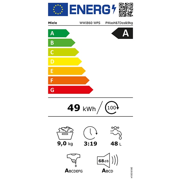 Masina de spalat rufe frontala MIELE WWI 860 WPS, PowerWash, 9 kg, 1600rpm, Clasa A, alb