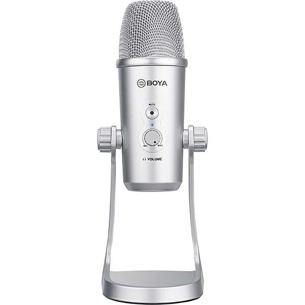 Microfon condensator BOYA BY-PM700SP, Jack 3.5 mm, USB, USB C, Lightning, argintiu
