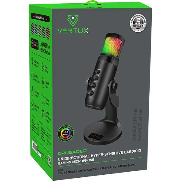 Discrepancy May Tears Microfon gaming VERTUX Crusader, USB C, negru