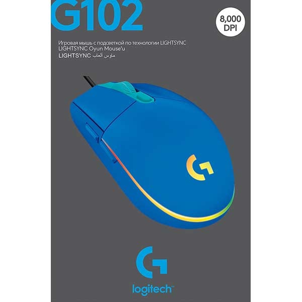 Mouse Gaming LOGITECH G102 LIGHTSYNC, 8000 dpi, albastru