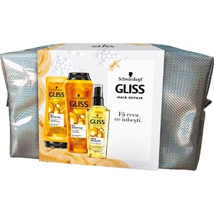 Set cadou SCHWARZKOPF Gliss Oil Nutritive: Sampon, 250ml + Balsam de par, 200ml + Tratament pentru par, 75ml