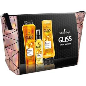 Set cadou GLISS: Sampon Gliss Oil Nutritive, 250ml + Balsam Gliss Oil Nutritive, 200ml + Tratament Gliss Daily Oil Elixir, 75ml