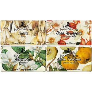 Pachet promo LA DISPENSA Florinda: Sapun cu magnolie, 100g + Sapun cu gutui, 100g + Sapun cu trandafir pestrit, 100g + Sapun cu yucca, 100g