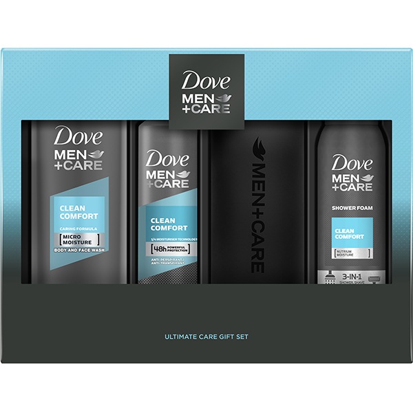 Set Cadou Dove Men Care Clean Comfort Trio Gel De Dus 250ml Spuma De