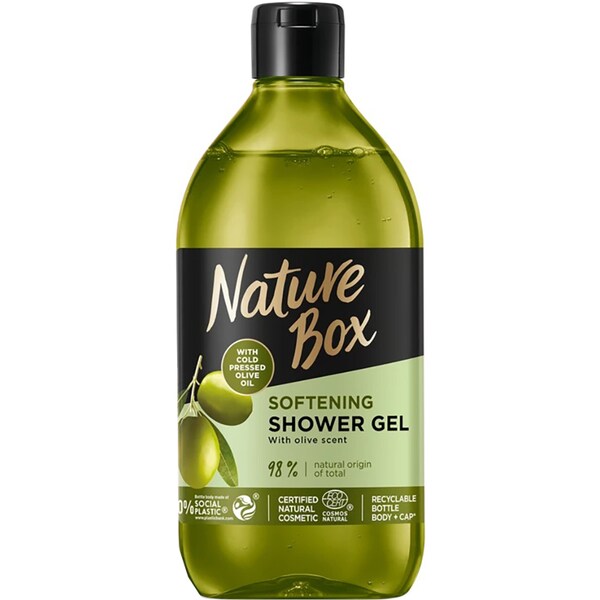Set cadou NATURE BOX Olive Oil: Sampon, 385ml + Gel de dus, 385ml + Balsam de par, 200ml