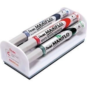 Set 4 markere asortate + burete magnetic PENTEL Maxiflo