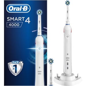 Periuta de dinti electrica ORAL-B Smart 4 4000, 40000 pulsatii/min, Curatare 3D, 3 programe, 2 capate, alb