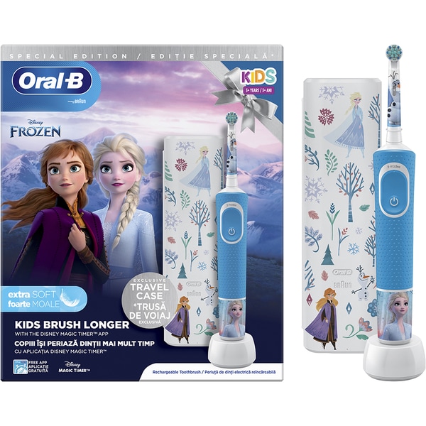 Sightseeing Definition privacy Periuta de dinti electrica copii ORAL-B Vitality Frozen, 7600  oscilatii/min, Curatare 2D, 2 programe,