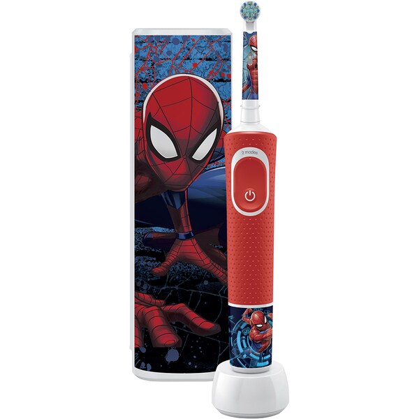 Periuta de dinti electrica copii ORAL-B Vitality Spiderman, 7600 oscilatii/min, Curatare 2D, 2 programe, 1 capat, albastru