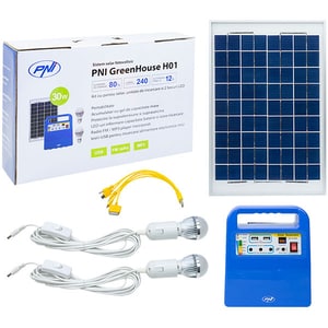 Sistem solar fotovoltaic PNI-SUNH01, 30W, USB, Radio, MP3, 2 becuri