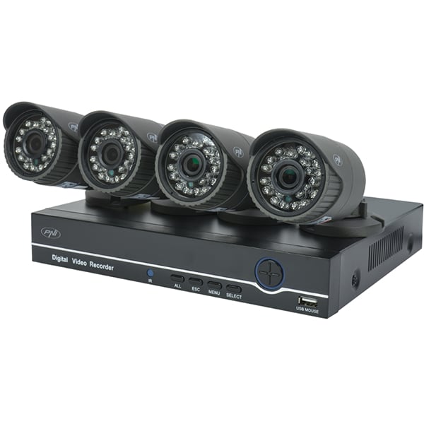 market provide Median Kit supraveghere video PNI PTZ1200, 4 camere Full HD, NVR, 4 canale, negru