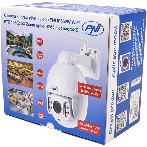 Camera IP Wireless PNI 652W, Full HD 1080p, IR, Night Vision, alb