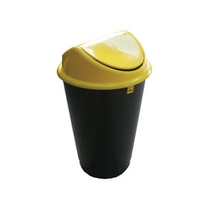 Cos de gunoi cu capac PLASTOR Flip-Flap, colectare selectiva, 60 L, galben