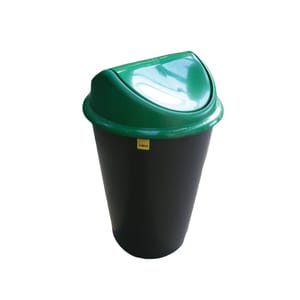 Cos de gunoi cu capac PLASTOR Flip-Flap, colectare selectiva, 60 L, verde