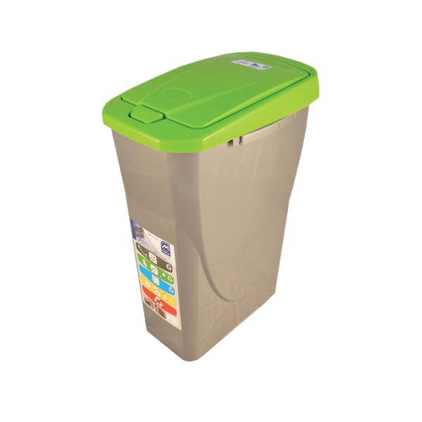Cos De Gunoi Cu Capac Plastor Eco Bin Colectare Selectiva 25 L Verde