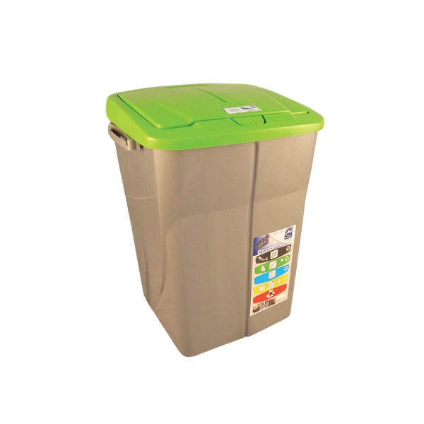 Cos De Gunoi Cu Capac Plastor Eco Bin Colectare Selectiva 45 L Verde
