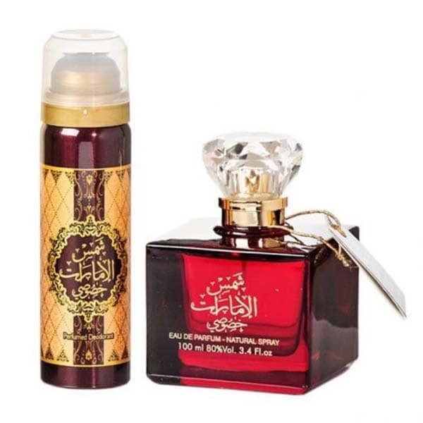Set cadou ARD AL ZAAFARAN Shams al Emarat Khususi: Apa de parfum, 100ml + Deodorant spray, 50ml