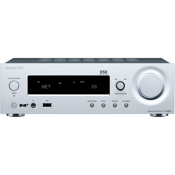 Network receiver stereo ONKYO R-N855-S, 140W, Bluetooth, Wi-Fi, argintiu