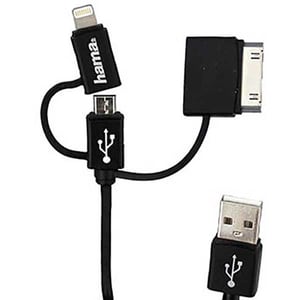 Cablu date HAMA R9014149, USB-A - Lightning/MicroUSB/30-pin, 1m, negru