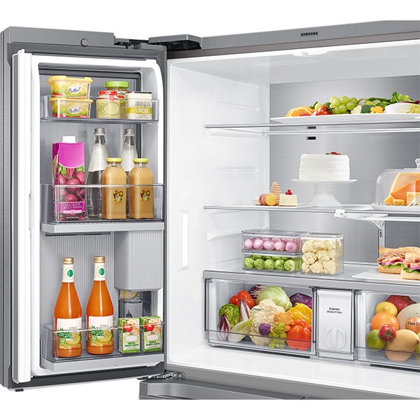 Side by Side SAMSUNG RF65A967ESR/EO, No Frost, 647 l, H 182.5 cm, Clasa E, Dozator apa, Beverage Center, Triple Cooling, inox