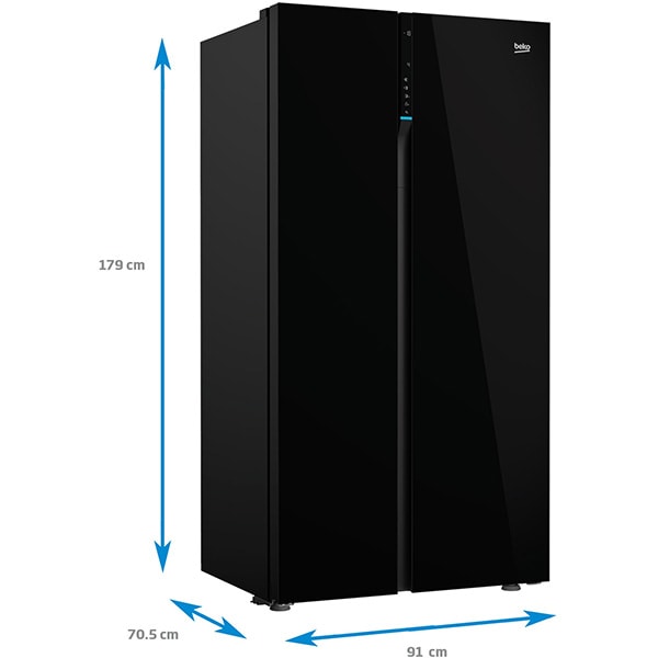 Side by Side BEKO GN163140ZGBN, NeoFrost Dual Cooling, 580 l, H 179 cm, Clasa E, negru