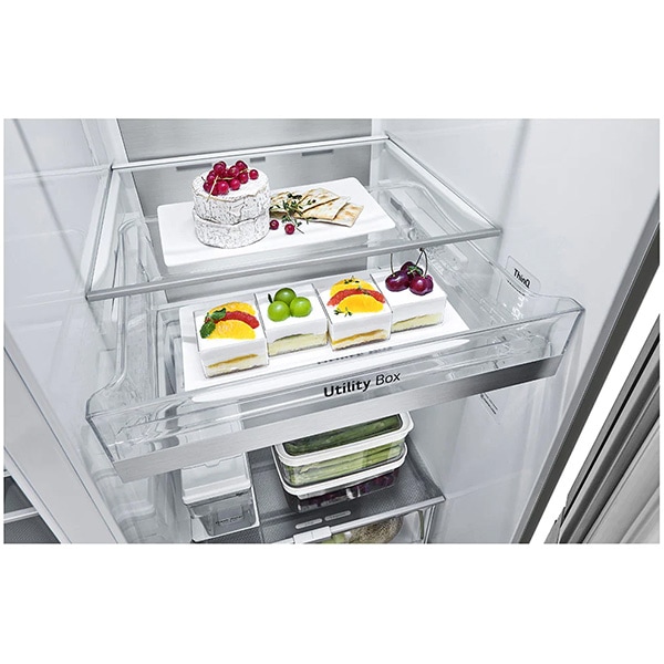 Side by Side LG GSXV91MBAF, No Frost, 635 l, H 179 cm, Clasa F, Dozator apa, argintiu