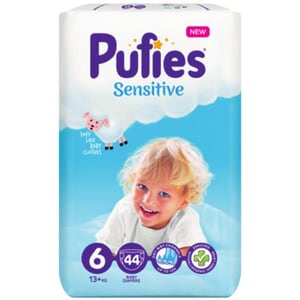 Scutece PUFIES Sensitive nr 6, Unisex, 13+ kg, 44 buc