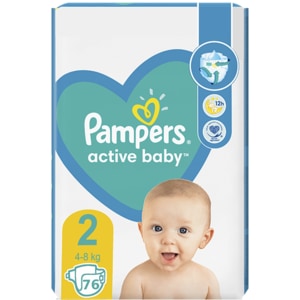 Scutece PAMPERS Active Baby Jumbo Pack nr 2, Unisex, 4-8 kg, 76 buc