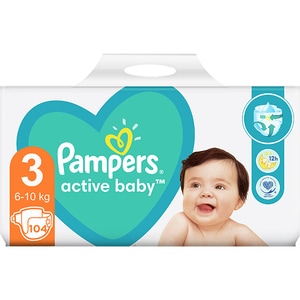 Scutece PAMPERS Active Baby Giant Pack+ nr 3, Unisex, 6-10 kg, 104 buc