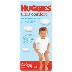 Scutece HUGGIES Ultra Comfort Mega nr 4+, Baiat, 10-16 kg, 60buc