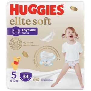 Scutece chilotel HUGGIES Elite Soft Pants Mega nr 5, Unisex, 12-17 kg, 34buc