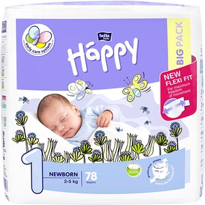 Scutece HAPPY Newborn nr 1, Unisex, 2-5 kg, 78 buc