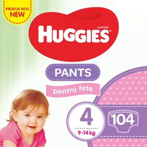 Scutece chilotel HUGGIES Pants Mega nr 4, Fata, 9-14 kg, 104 buc