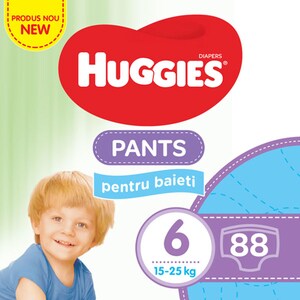 Scutece chilotel HUGGIES Pants Mega nr 6, Baiat, 15-25 kg, 88 buc