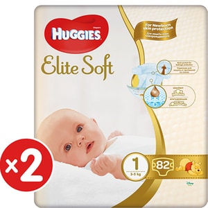 Scutece HUGGIES New Elite Soft nr 1, 3-5 kg, 164 buc 