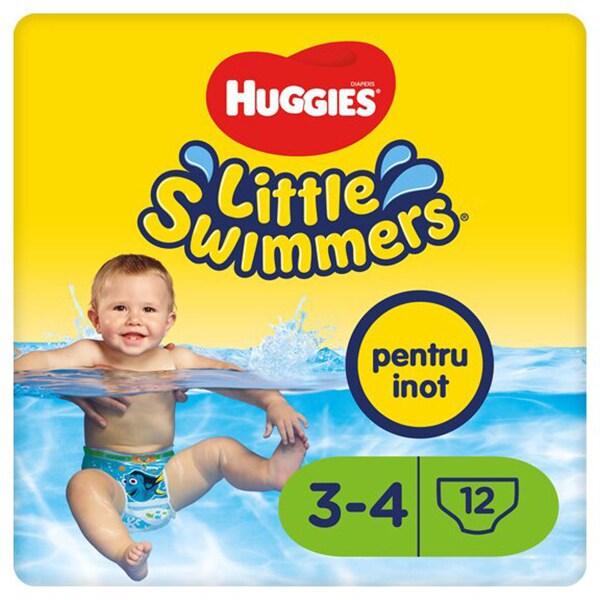 Scutece chilotel pentru apa HUGGIES Little Swimmers nr 3-4, Unisex, 7-15 kg, 12 buc