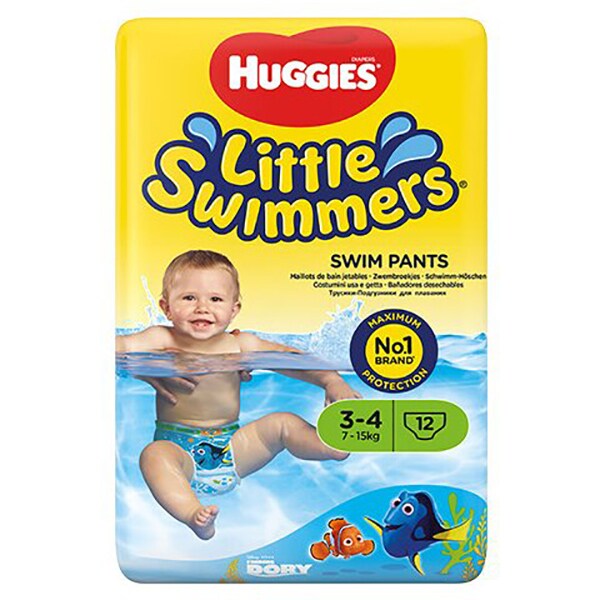 Scutece chilotel pentru apa HUGGIES Little Swimmers nr 3-4, Unisex, 7-15 kg, 12 buc