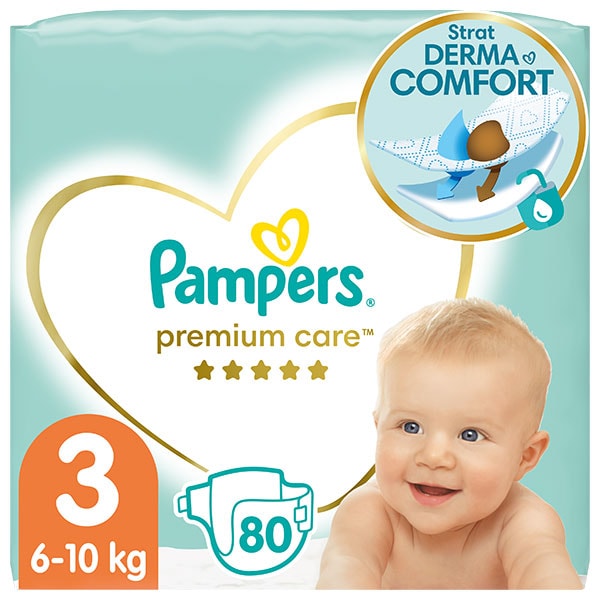 Scutece PAMPERS Premium Care Jumbo Pack nr 3, Unisex, 6-10 kg, 80 buc