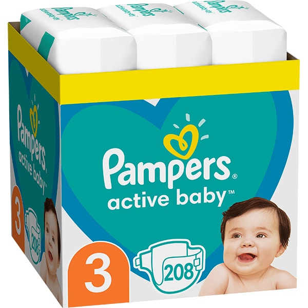 Tackle Mary Identity Scutece PAMPERS Active Baby XXL Box nr 3, Unisex, 6-10 kg, 208 buc