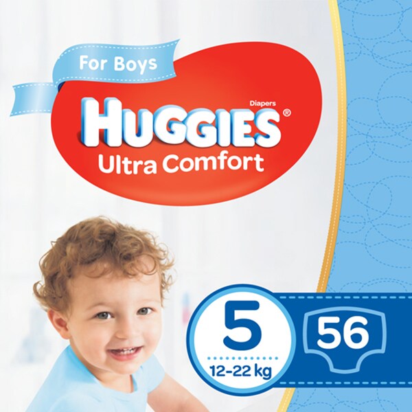 Scutece HUGGIES Ultra Comfort nr 5, Baiat, 12-22 kg, 56 buc 