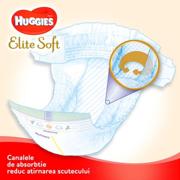Scutece HUGGIES New Elite Soft nr 1, 3-5 kg, 100 buc 