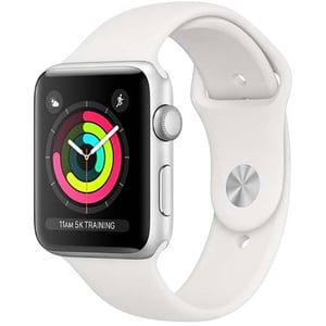 APPLE Watch Series 3 42mm Silver Aluminum Case, White Sport Band 