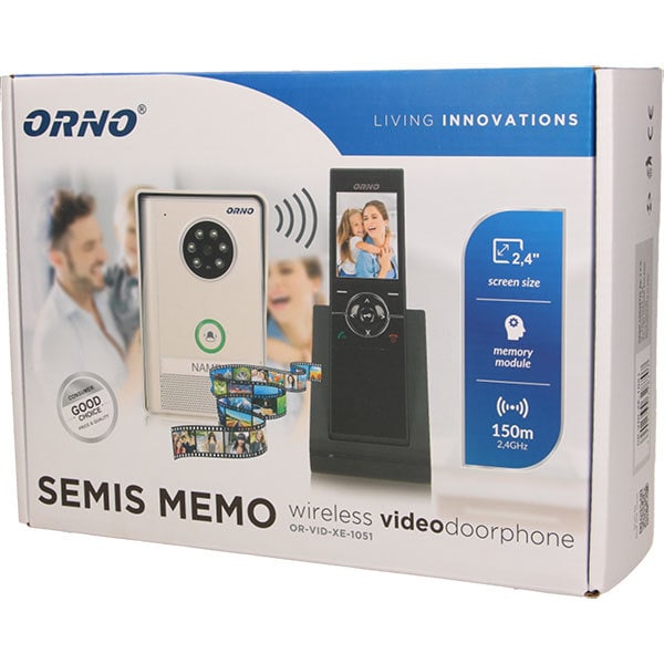 Interfon video Wireless ORNO OR-VID-XE-1051/W, LCD, 2.4 inch, gri-alb