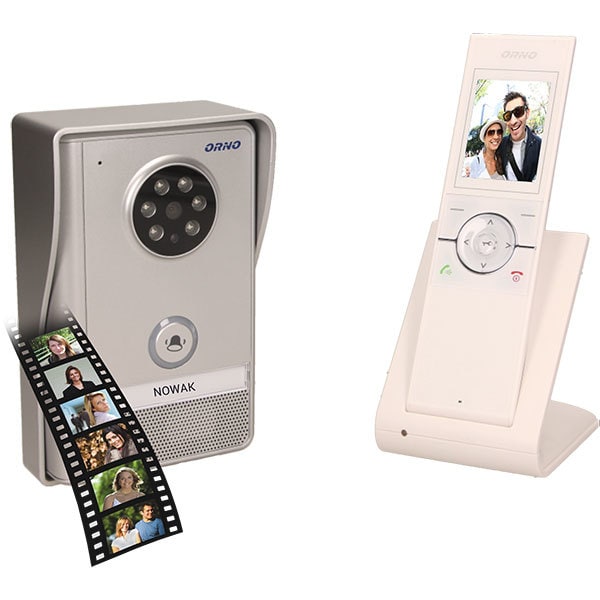 Interfon video Wireless ORNO OR-VID-XE-1051/W, LCD, 2.4 inch, gri-alb