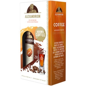 Pachet Brandy Alexandrion Coffee, 0.7L + 2 pahare shot