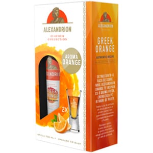Pachet Brandy Alexandrion Greek Orange, 0.7L + 2 pahare shot