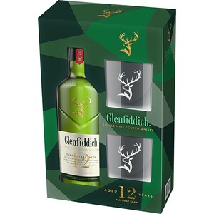 Whisky Glenfiddich, 0.7l 12 YO + 2 pahare